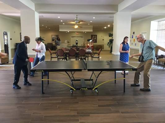 Residents playing table tennis