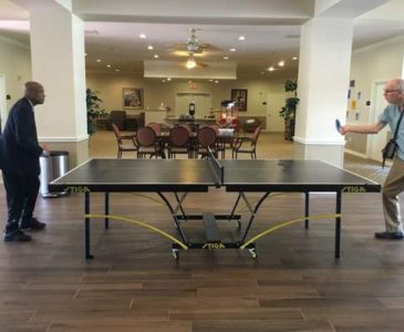 Residents playing table tennis