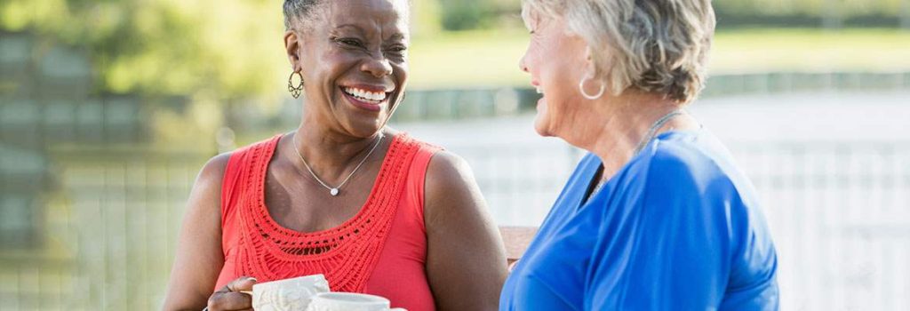 Elderly women chatting