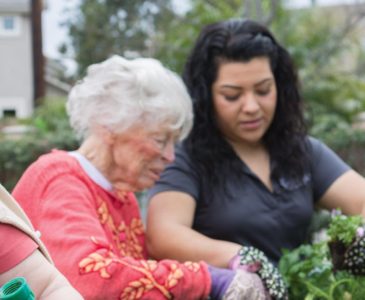 Residents gardening